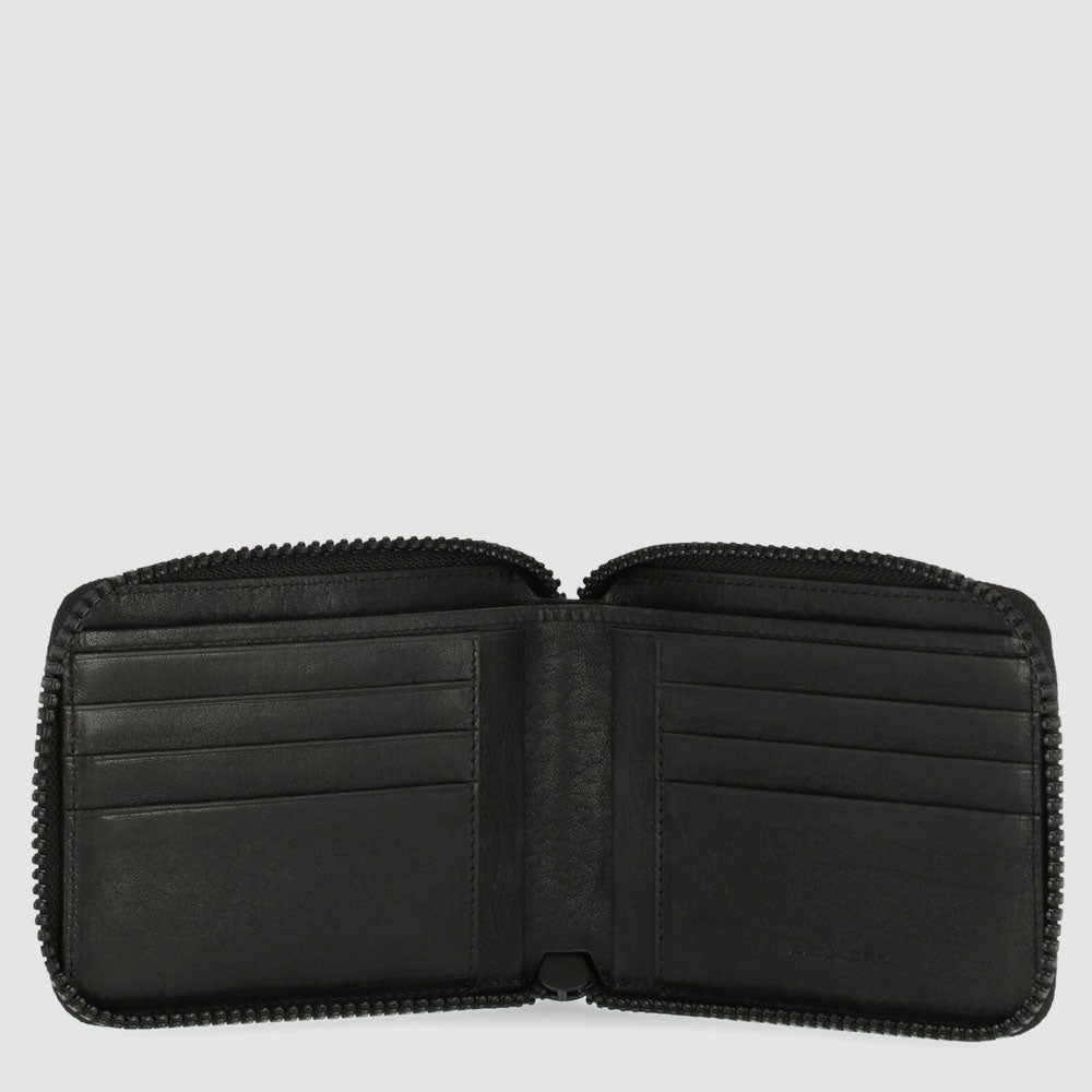 Men's Men DT Leather Bifold Credit ID Card Hold Wallet Zipper Coin Pocket  Purse