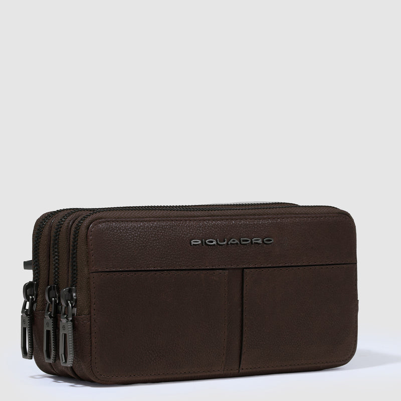 Leather case with three dividers