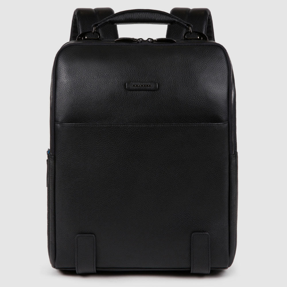 Black leather 2024 computer backpack