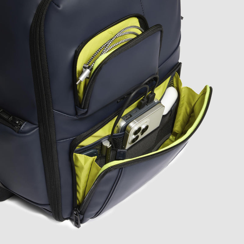 Water resistant backpack with fast-check opening