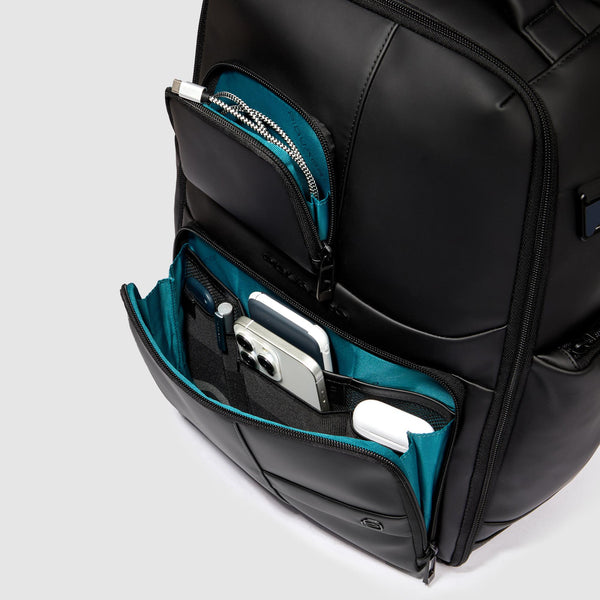 Water resistant backpack with fast-check opening