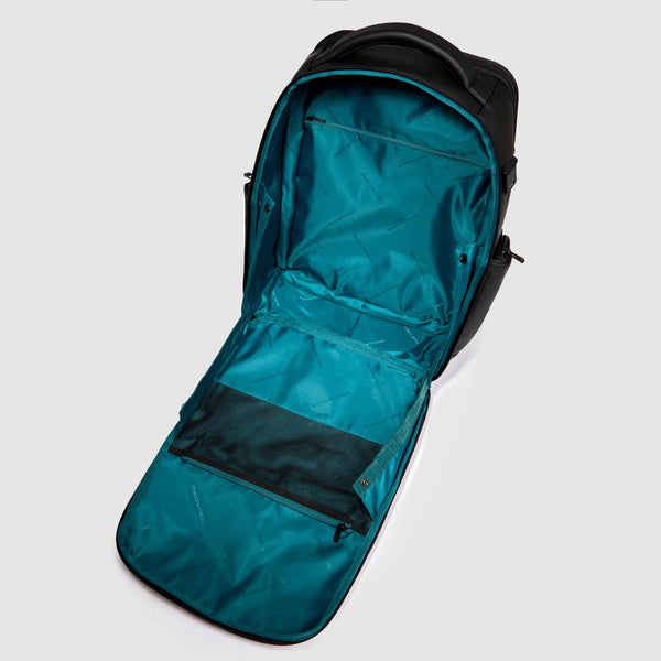 Water resistant backpack with fast-check opening