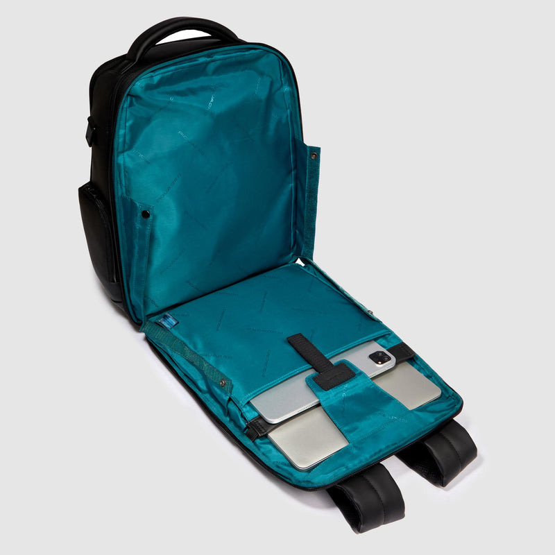 Water resistant backpack with fast-check opening