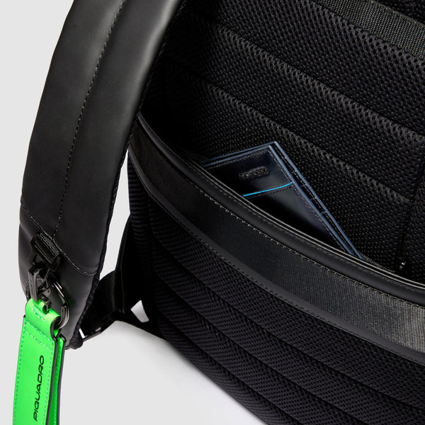 Water resistant backpack with fast-check opening