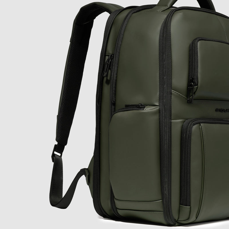 Water resistant backpack with fast-check opening