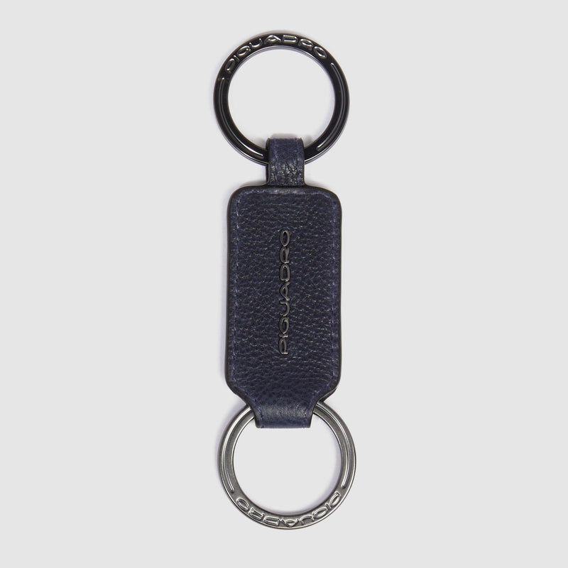 Leather men's keychain with two rings