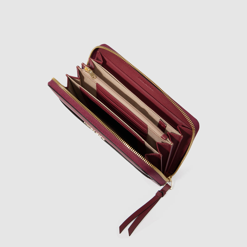 Zip-around women’s wallet with four dividers