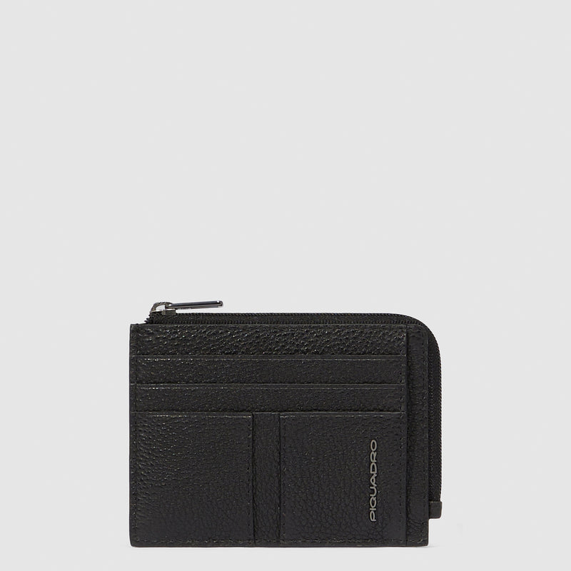 Zipper coin pouch with document holder