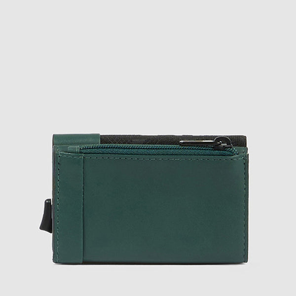 Compact wallet with sliding system and coin pocket