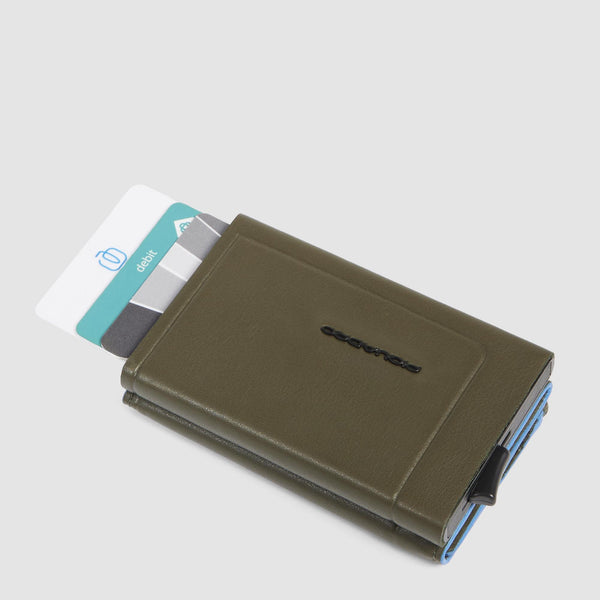 Compact wallet with sliding system and coin pocket