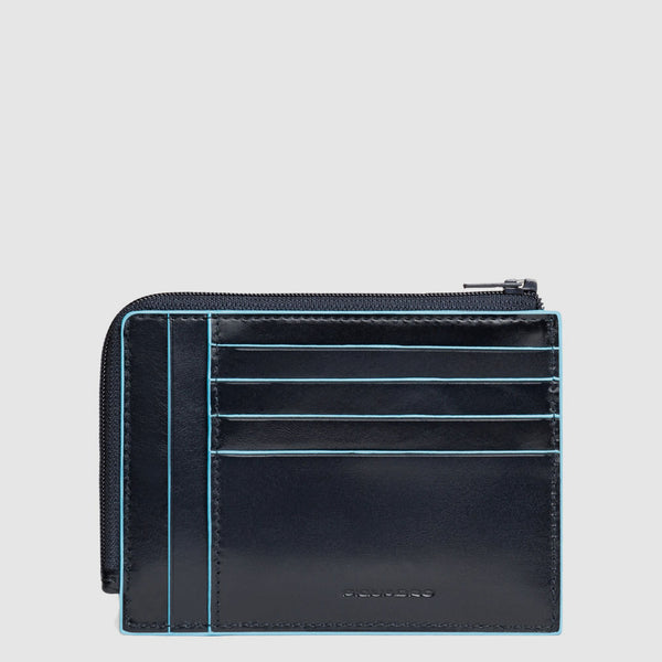 Men's card holder wallet with zipped coin pocket