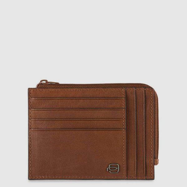 Men's card holder wallet with zipped coin pocket