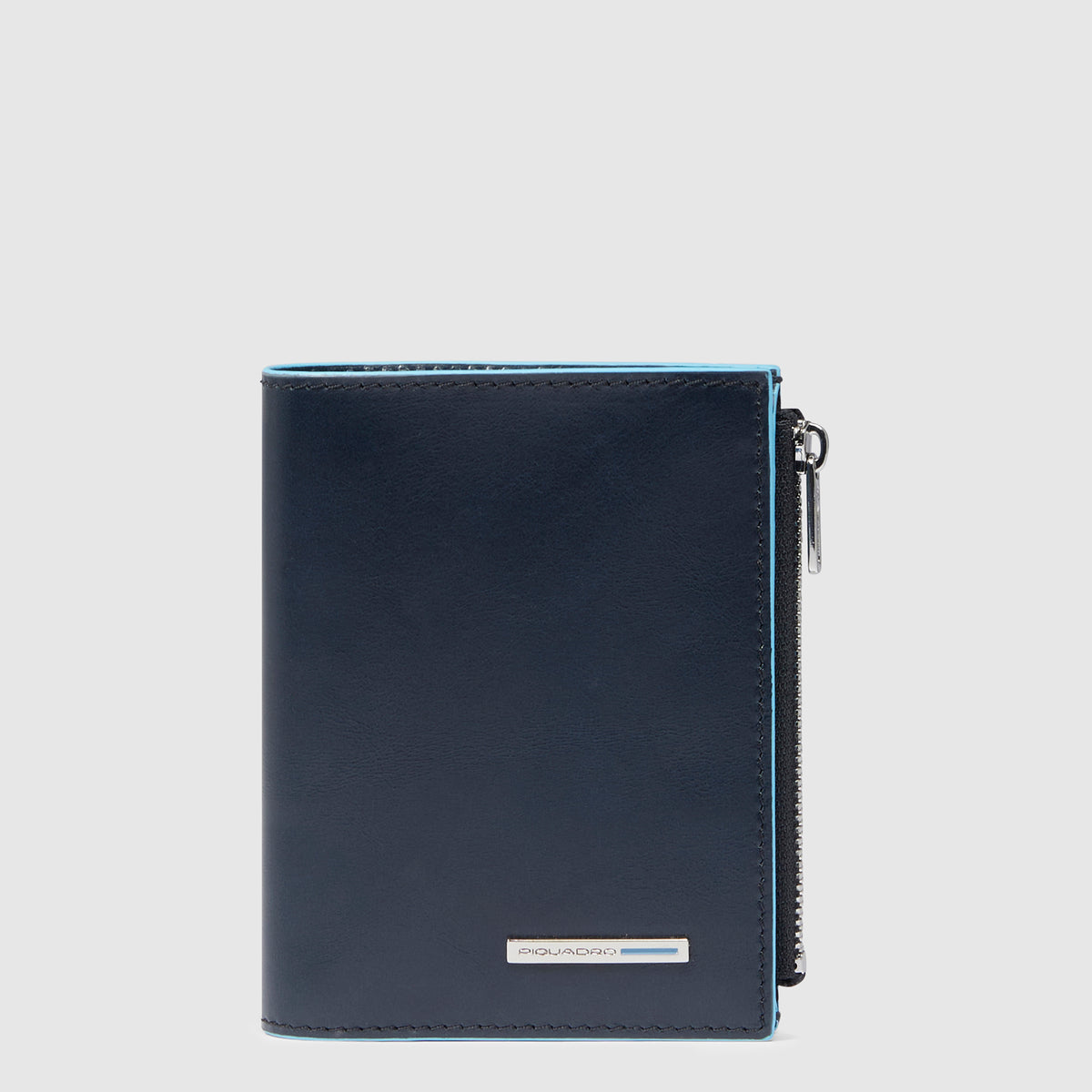 Vertical men’s wallet with side coin pocket