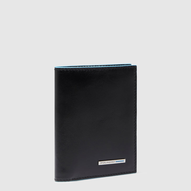 Vertical men’s wallet with side coin pocket