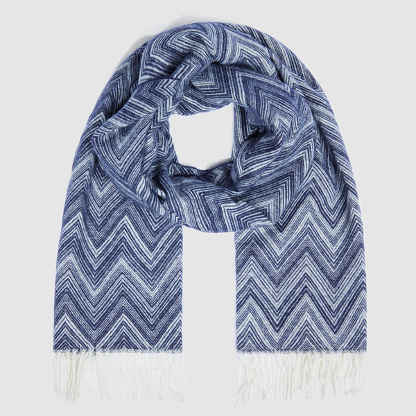 Damenschal mit Chevron-Muster und Fransen