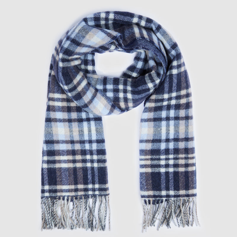 Women's check scarf with fringes